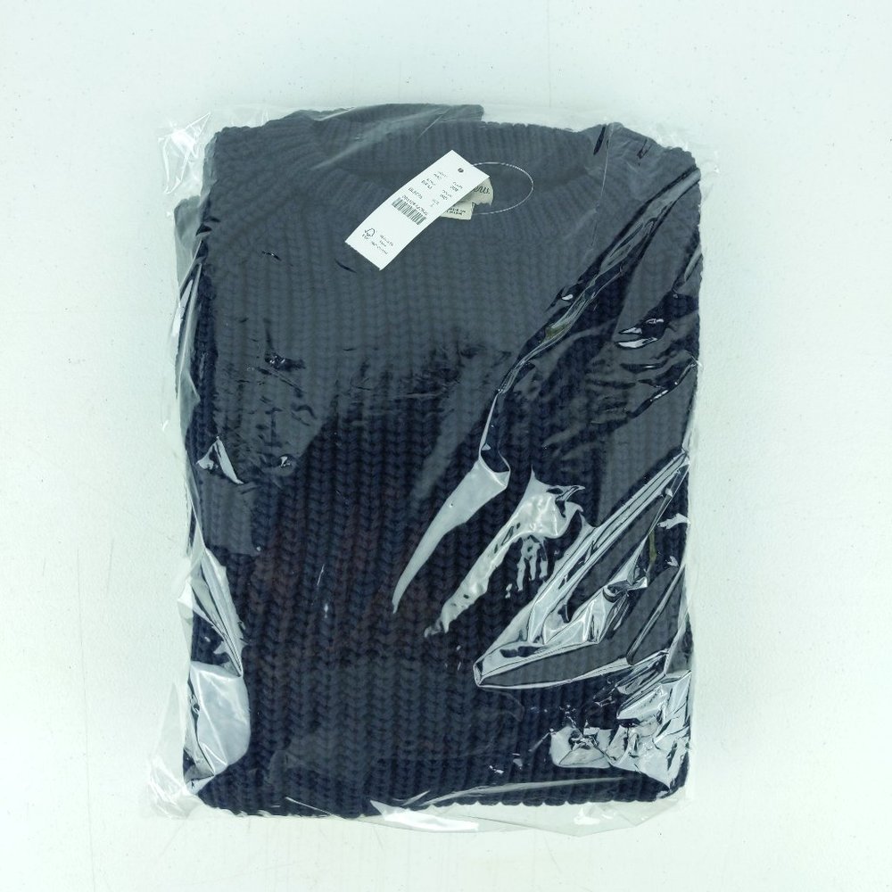 NWT J Crew Shaker Stitch Knit Chunky Heavy Fisherman Sweater in Indigo Blue - Picture 2 of 2